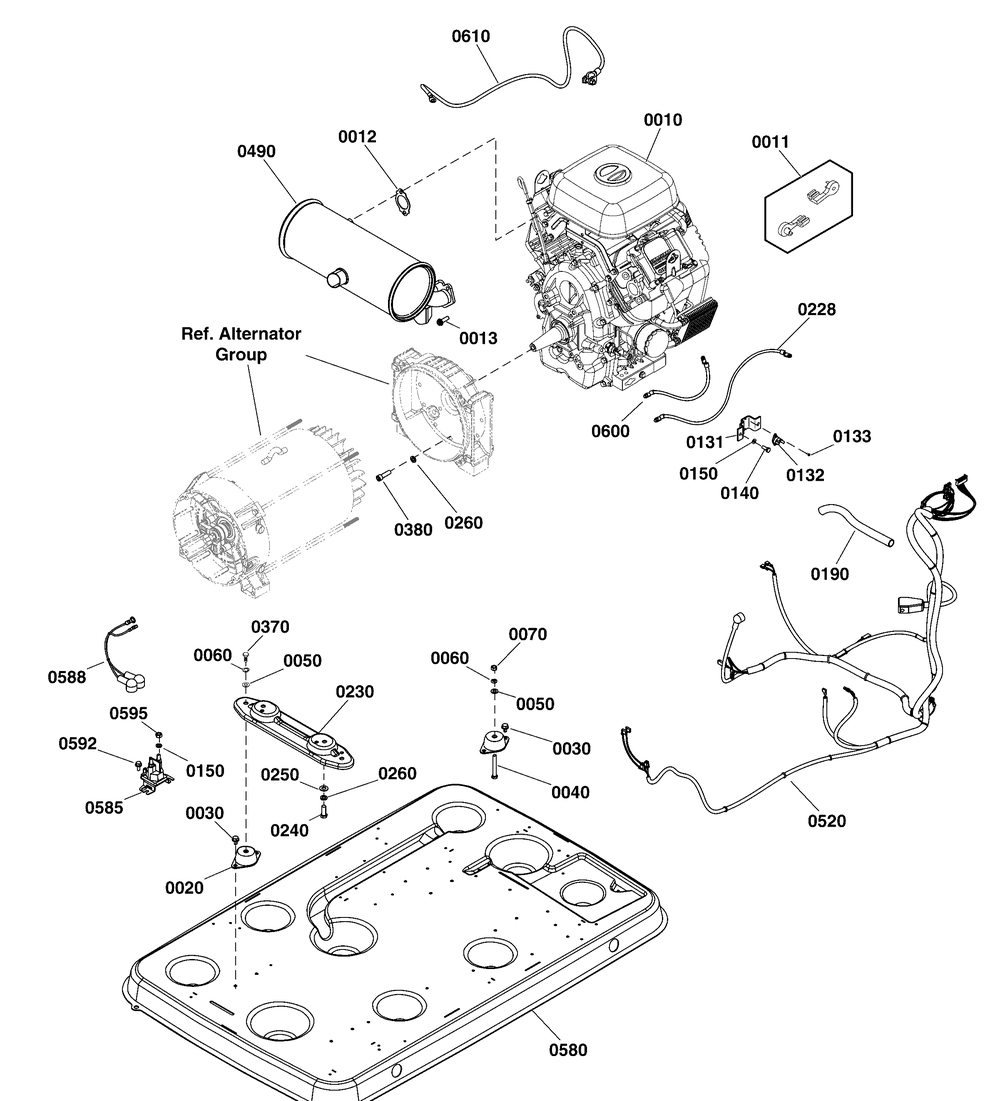 Power Group Diagram and Parts List for 040633-00  Briggs and Stratton Generator